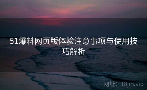 51爆料网页版体验注意事项与使用技巧解析