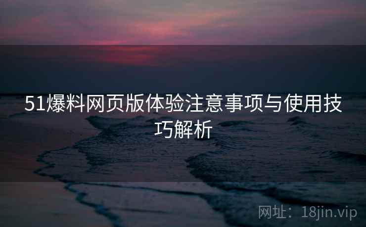 51爆料网页版体验注意事项与使用技巧解析